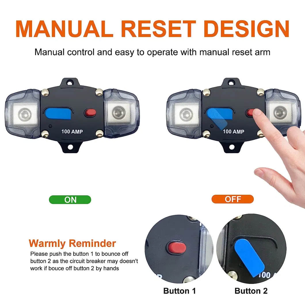 200 AMP Circuit Breaker Resettable Circuit Breaker Self Recovery Circuit Breaker Manual Reset Button for Car Audio and AMPS Protection
